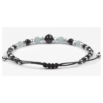 Bransoletka celebrytka czarny TURMALIN AMAZONIT HEMATYT ochrona i spokój